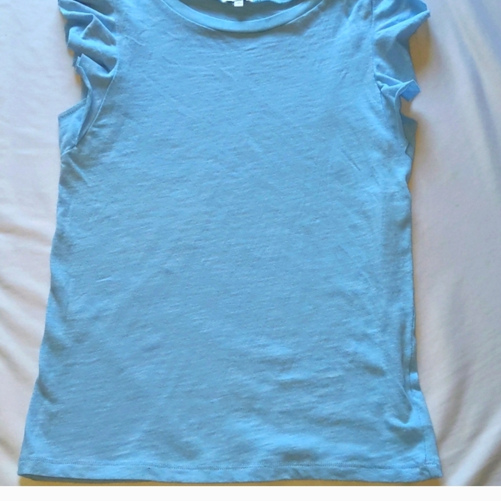 Splendid Light Blue Ruffle Sleeve Tee